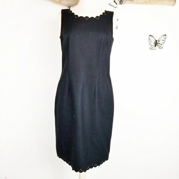 Ann Taylor black wool cashmere blend shift dress - Picture 2 of 8